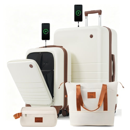 The Executive Set: 4-Piece Front-Opening Luggage